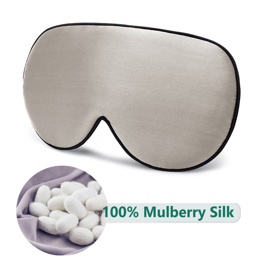 Mascarilla para dormir de seda de morera 100% Natural, parches suaves para los ojos, venda suave, mascarilla suave para los ojos, parche para cubrir los ojos, vendaje cómodo: Plata