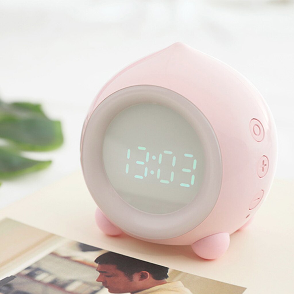 Digital Cute LED Alarm Clock Modern Night Light Clock Desktop Table Decor Voice Control Snooze Function Desk