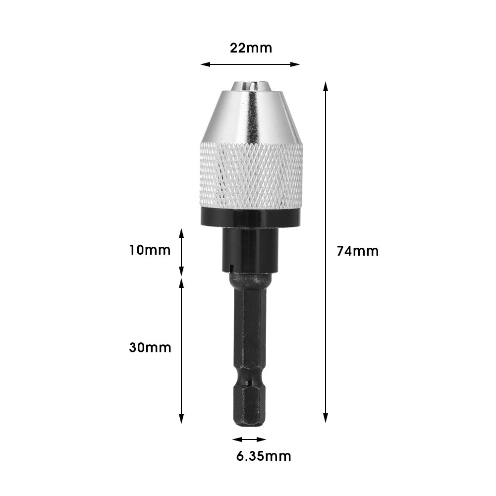 Keyless Drill Chuck 6.5mm Hex Shank Electric Screwdriver Drill Chuck Adapter Quick Change Converter Drill Bit Tool: H01554