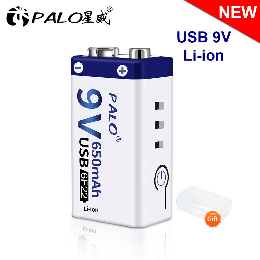 Bateria recarregável do lítio 9v de usb da bateria 9v do li-íon 650mah de palo 6f22 9v usb para o controle remoto do brinquedo