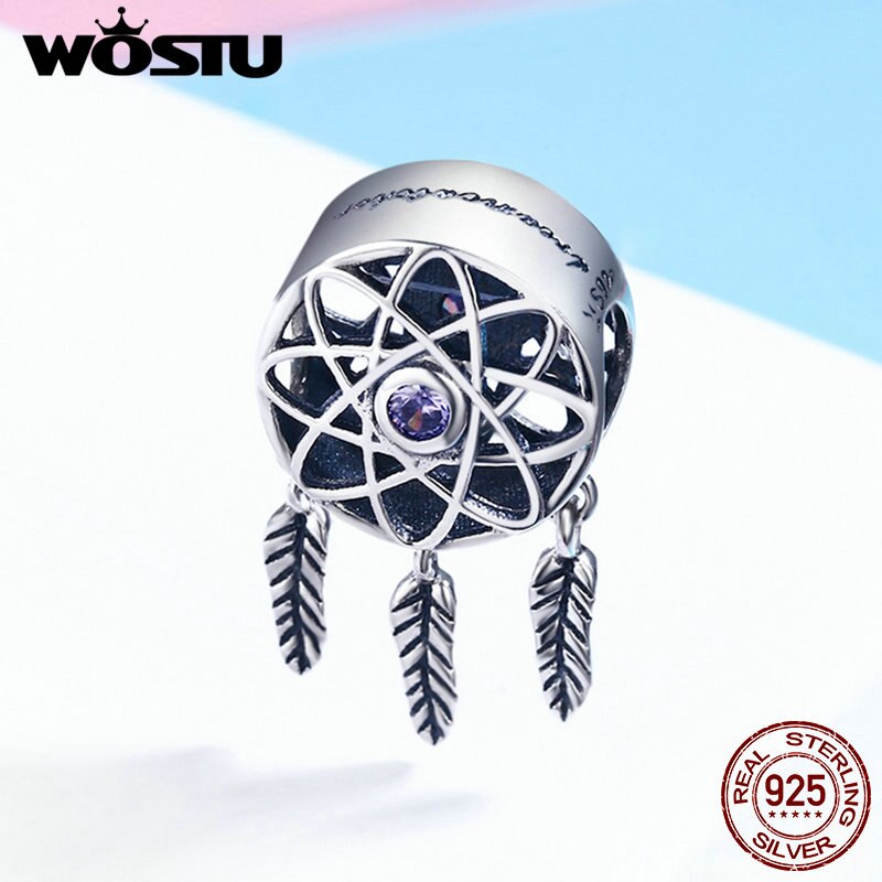 WOSTU 925 Sterling Silber Traum Fänger Charme CZ Korn passen Original Armbinde Armreif Anhänger Zubehör Schmuck, Der FIC1128