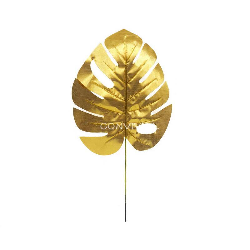1pc Goud Kleur Bladeren Rotan Bruiloft Decoratie Kunstmatige Planten Doek Nep Monstera Leaf Muur Home Decor Feestartikelen