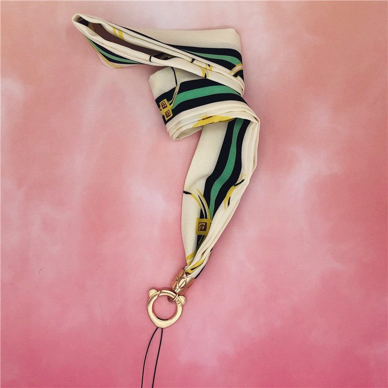 Impressão larga da listra da correia da corrente do pescoço do artigo do chiffon luxuoso para o telefone móvel do gym do cartão da identificação da chave com o grampo do crachá de usb correia diy: Dourado Champagne