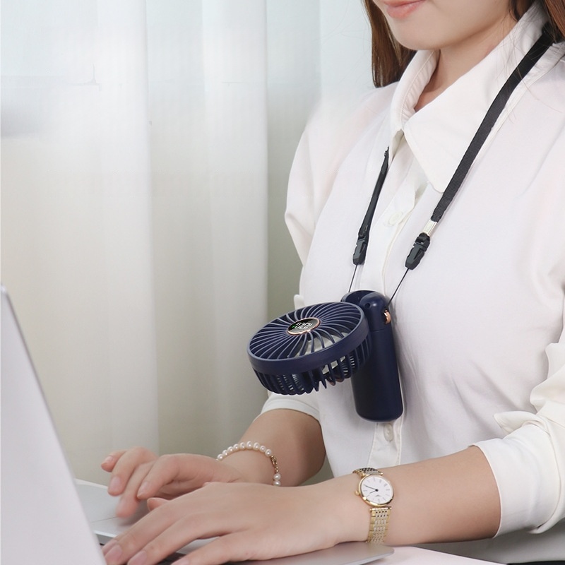Handheld miniventilator 3000 mAh 5 snelheden USB opvouwbaar draagbaar bureau Buiten nek Oplaadbare ventilator Telefoonstandaard Scherm met basis