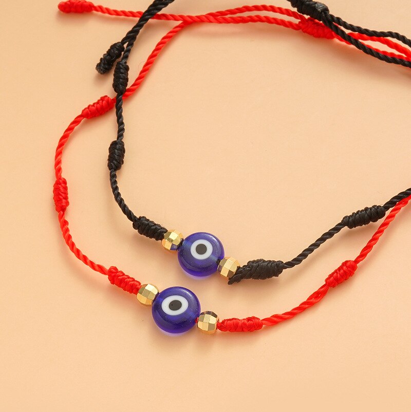 Pulsera Vintage hecha a mano de siete nudos para hombre y mujer, amuleto rojo trenzado de la suerte, azul, para el éxito y la prosperidad