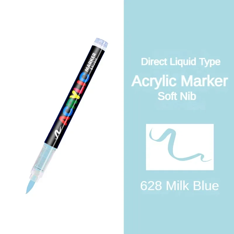 16 Colors Direct-liquid Acrylic Pens Paint Brush Marker Pen for Rock Painting Stone Ceramic Glass DIY Stationery Art Supplies: black
