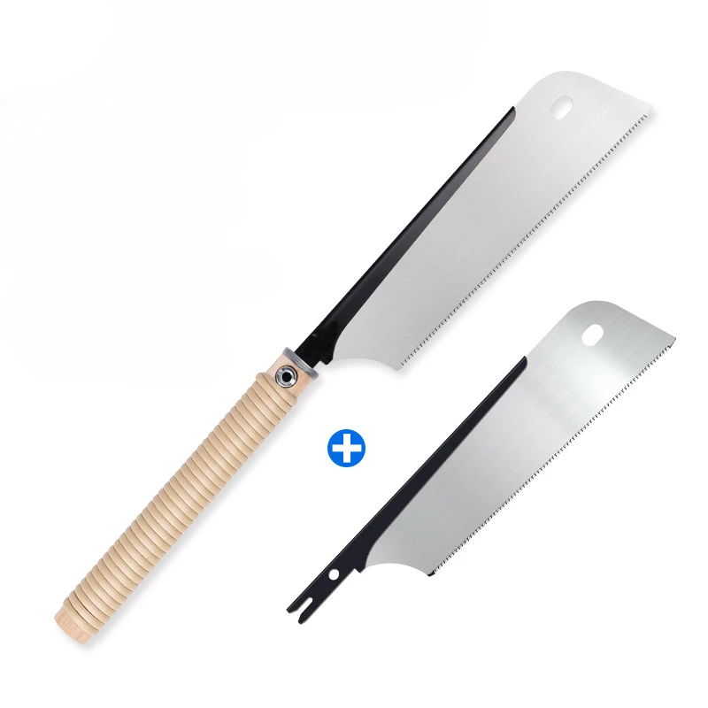 Scie à bois japonaise, manche en rotin, outil de coupe transversale lisse et précis à haute efficacité pour couper des planches de bois: Argent