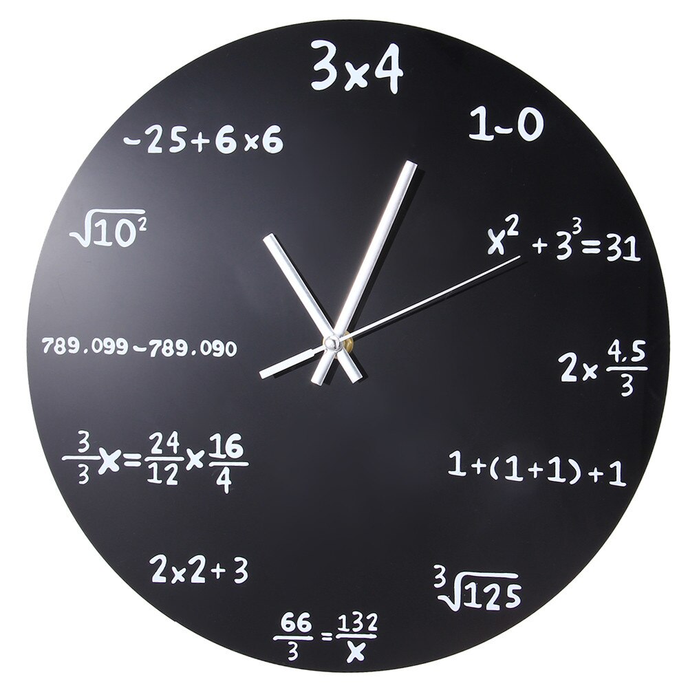 Large Wall Clock Mathematics Blackboard Pop Quiz Clock Modern Big Wall Watches For Living Room Wall Home Decor: Default Title