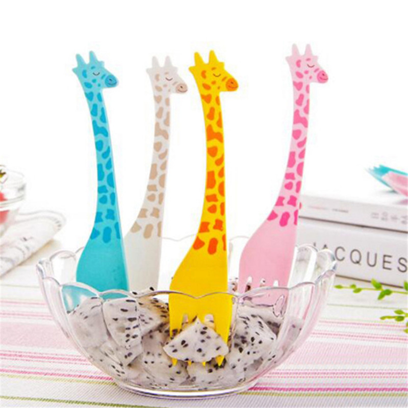 12 Stck Kreative Giraffe Obst Gabel einstellen Salat Gabeln Kuchen Obst wählt Party Dekoration Besteck
