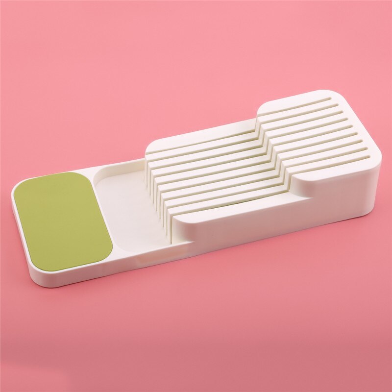 Messenblok houder plastic besteklade organizer lade messen keukengerei houder universele messenstandaard organizer keuken opbergruimte: Wit