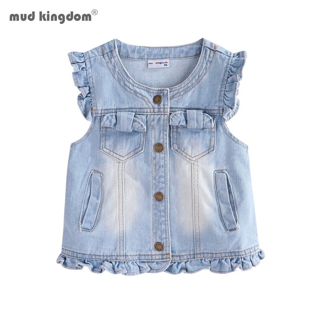 Mudkingdom Little Girls Denim Jeans Denim gilet senza maniche capispalla moda primavera autunno top abiti da ragazza giacche per bambini