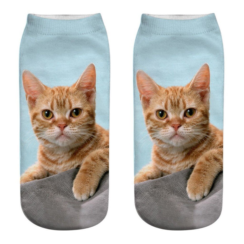 #30 Funny Socks Women Men 3d Novelty Crazy Funny Cat Ankle Socks Cute Colorful Cartoon Low Cut Socks Kobieta Skarpety: F