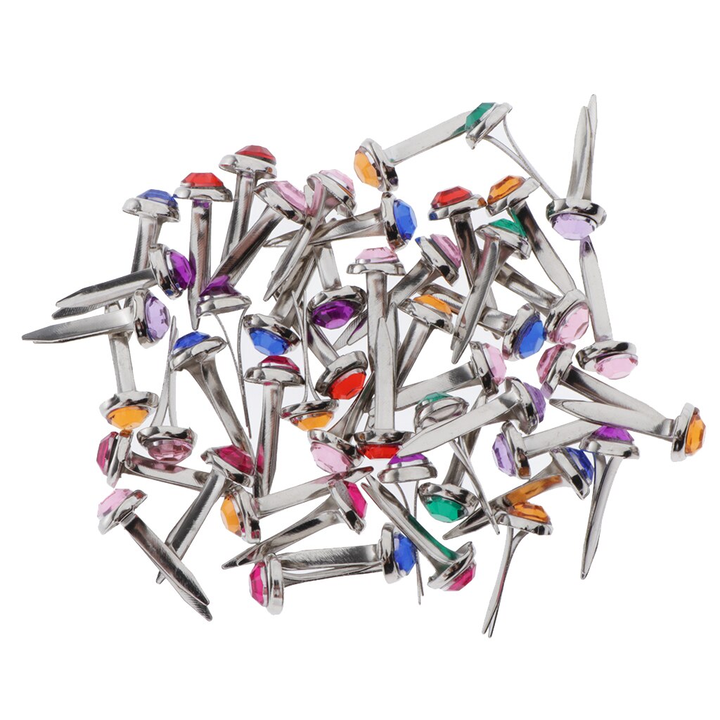 8x15mm surtido de colores brillantes Mini sujetadores de papel latón Pastel Metal Brads para Scrapbooking artesanías DIY papel: 50pcs small cyrstal
