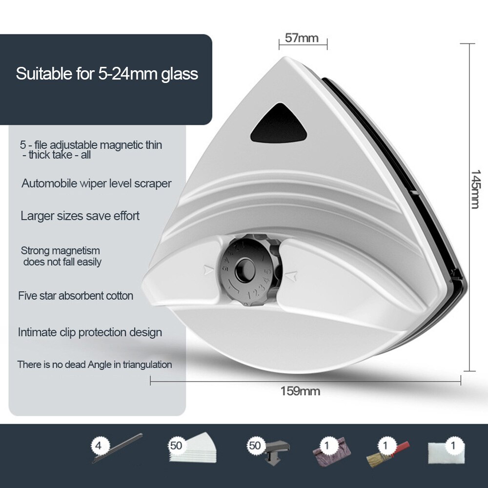 Limpiador de ventana magnética de doble cara, limpiador de vidrio para hogar y oficina, limpiador de ventanas de edificios altos, cepillo de limpieza de superficies, 3-8mm/5-24mm: B