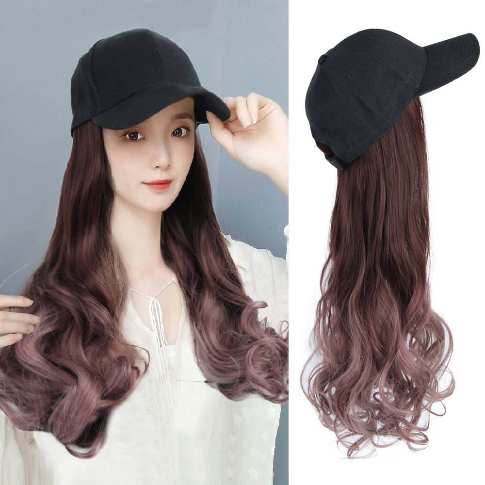 ONYX-peluca con gorro de béisbol para mujer, peluca de cabello de 22 ", gorra sintética ondulada, extensión de cabello, conexión natural, ajustable, para