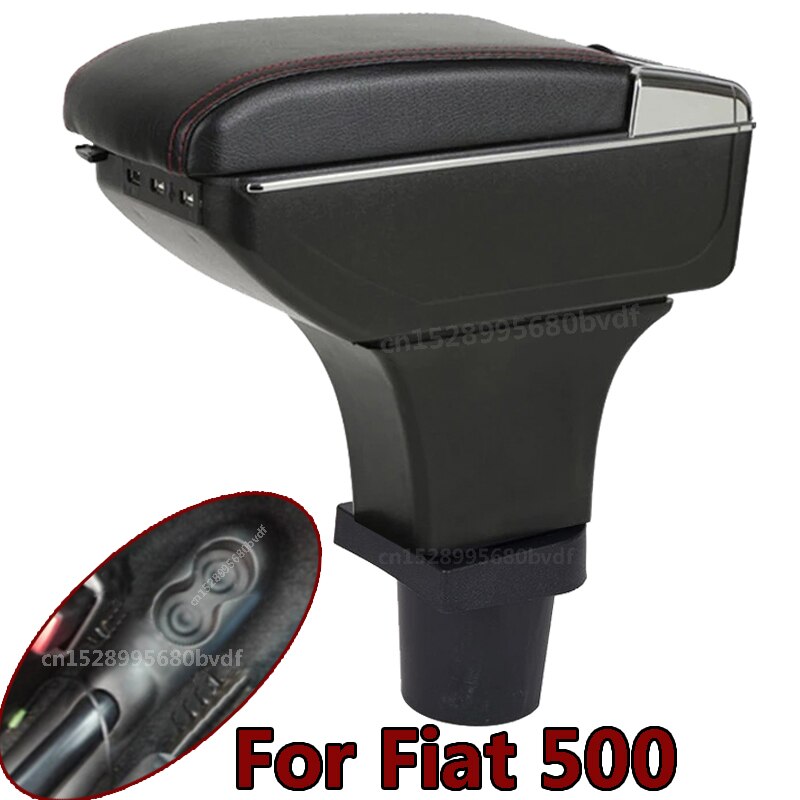 For Fiat 500 armrest box USB Charging heighten Double layer central content holder ashtray accessories