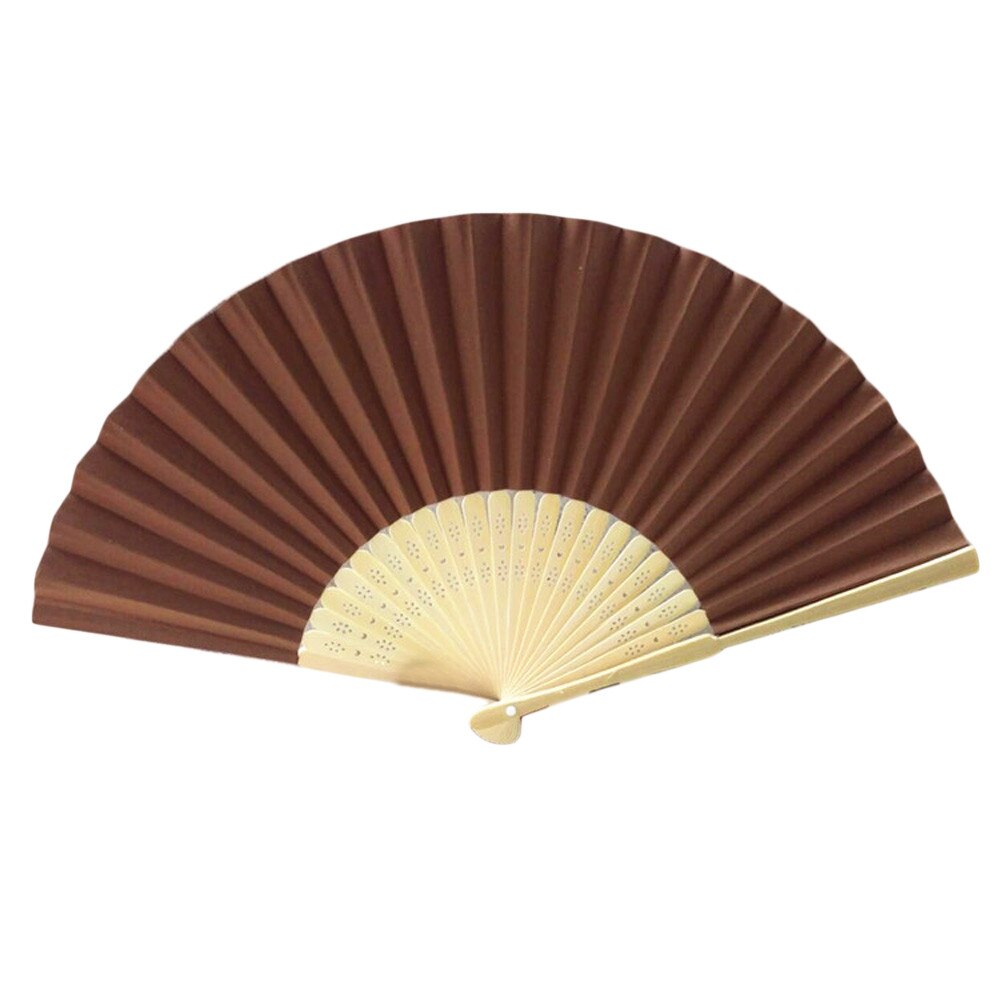 Éventail pliable en papier | Offre spéciale, motif d'été, danse, fête de mariage, dentelle, soie, tenue à main de couleur unie: Coffee