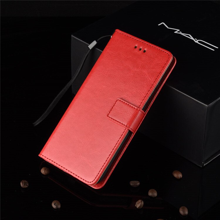For LG K20 Case For LG K20 Dual Retro Wallet Flip Style Glossy Skin PU Leather Phone Cover For LG K20 LMX120EMW Case: red