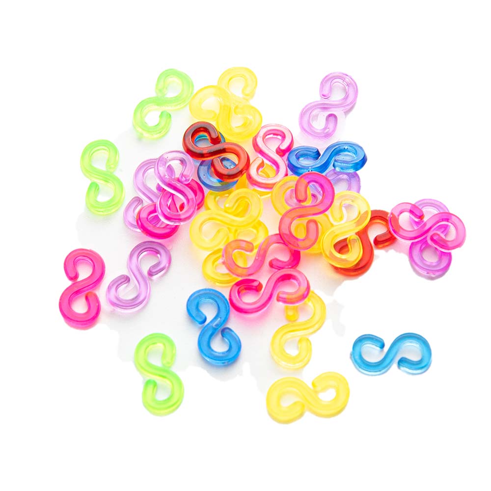500 Uds S Clips gancho conectores de plástico recargas para DIY encanto telar banda de goma pulsera joyería suministros accesorios: Granate