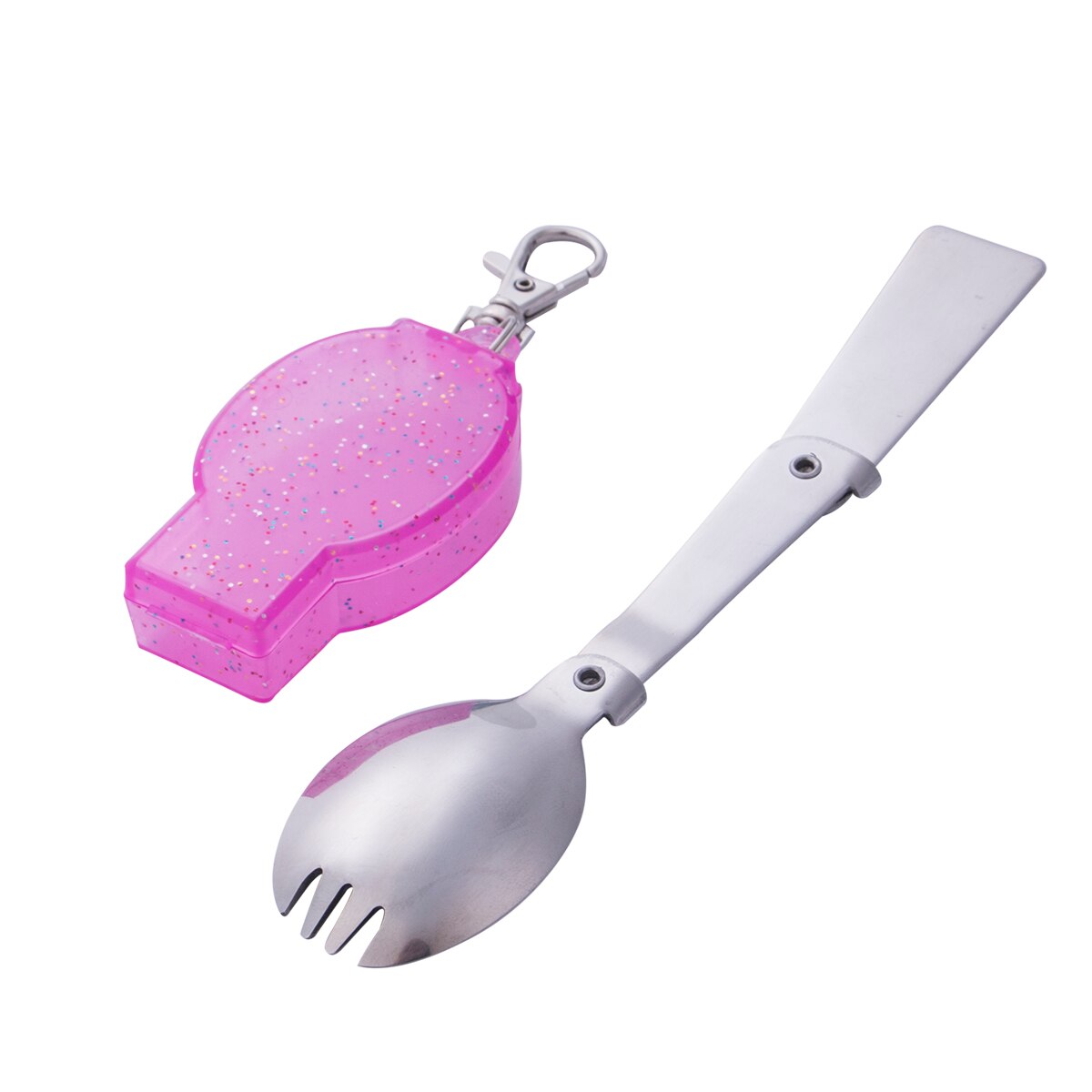 Kampeer opvouwbare lepel vork buiten servies keuken roestvrij staal zak schep drinkbaar onderbroek schattig roze eetgerei: Roze vork