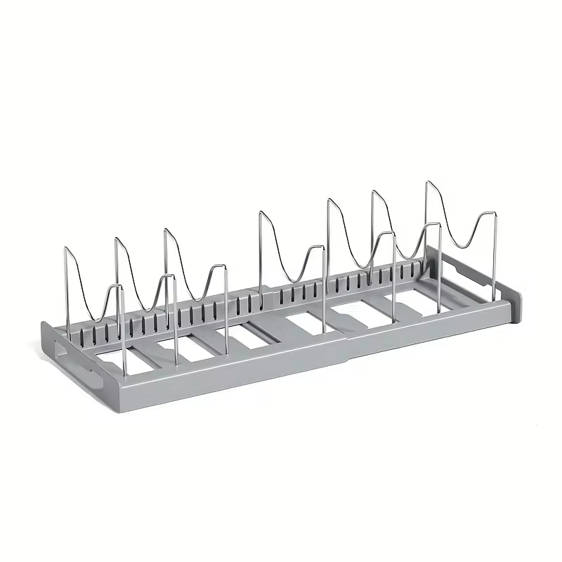 Intrekbaar pannenrek Keukenplankkast Ingebouwd pannenrek onder gootsteen Pottenrek Verstelbaar potopbergrek: Grey