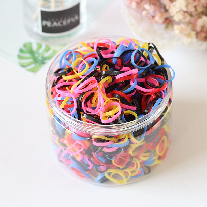 1000PCS ragazze sveglie anello colorato fasce per capelli elastici usa e getta porta coda di cavallo elastico Scrunchies accessori per capelli per bambini