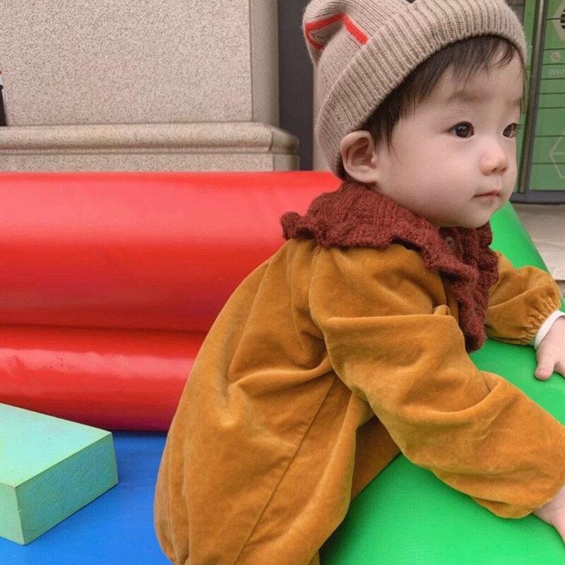 Peuter Meisje Jongen Gebreide Rompertjes Baby Fluwelen Jumpsuit Herfst Een Stuk Meisjes Knit Romper Baby Boutique Kleding