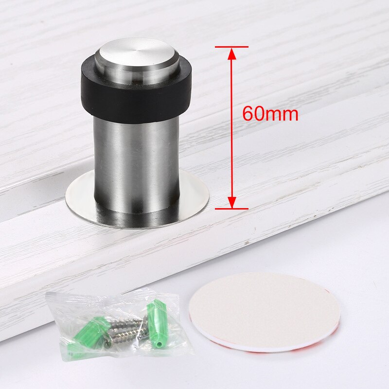 NAIERDI 4PCS Stainless Steel Door Stopper Door Protective Anti-Collision Self Adhesive Round Door Stops Wall Protector Hardware: Nail-free 60mm