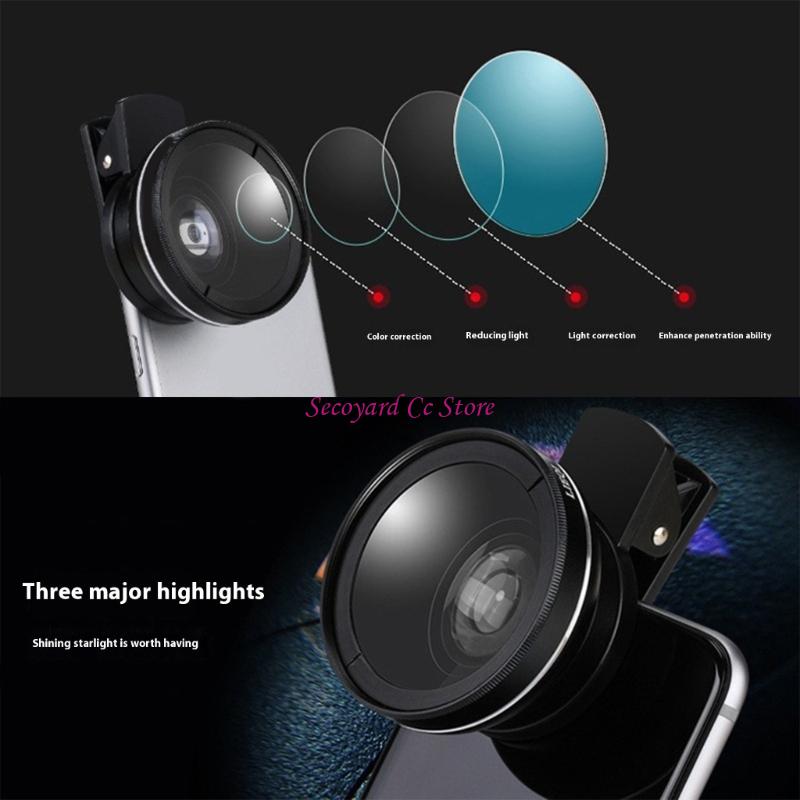 0.45x Wide Angle Lens with Macro Mode Universal Mounting Clip Small Carrying Phone Camera Lens for Mobile Phones