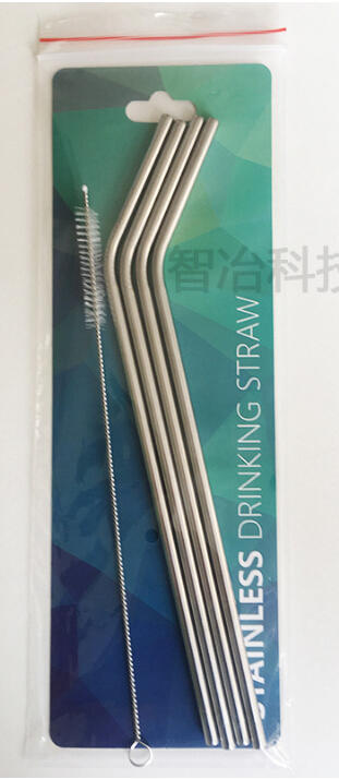 4 Uds de Metal de acero inoxidable pajita para beber pajillas reutilizables + Kit de cepillo limpiador: B