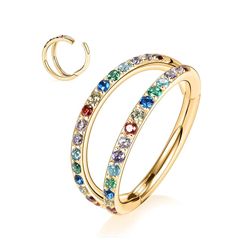 Diamday 3 Stks G23 Titanium Neus Ring Hoops Voor Vrouwen 18G 16G Scharnierende Septum Ring CZ Clicker Segment Septum Lip Neus Oor Wenkbrauw Tragus Hoepel Helix Kraakbeen Conch Rook Daith Piercing
