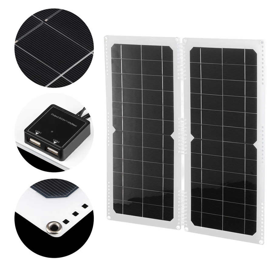 20W 12V Protable Solar Panel Kit Folding Solar Panels Mini Solar System DIY For Battery Cell Phone Chargers