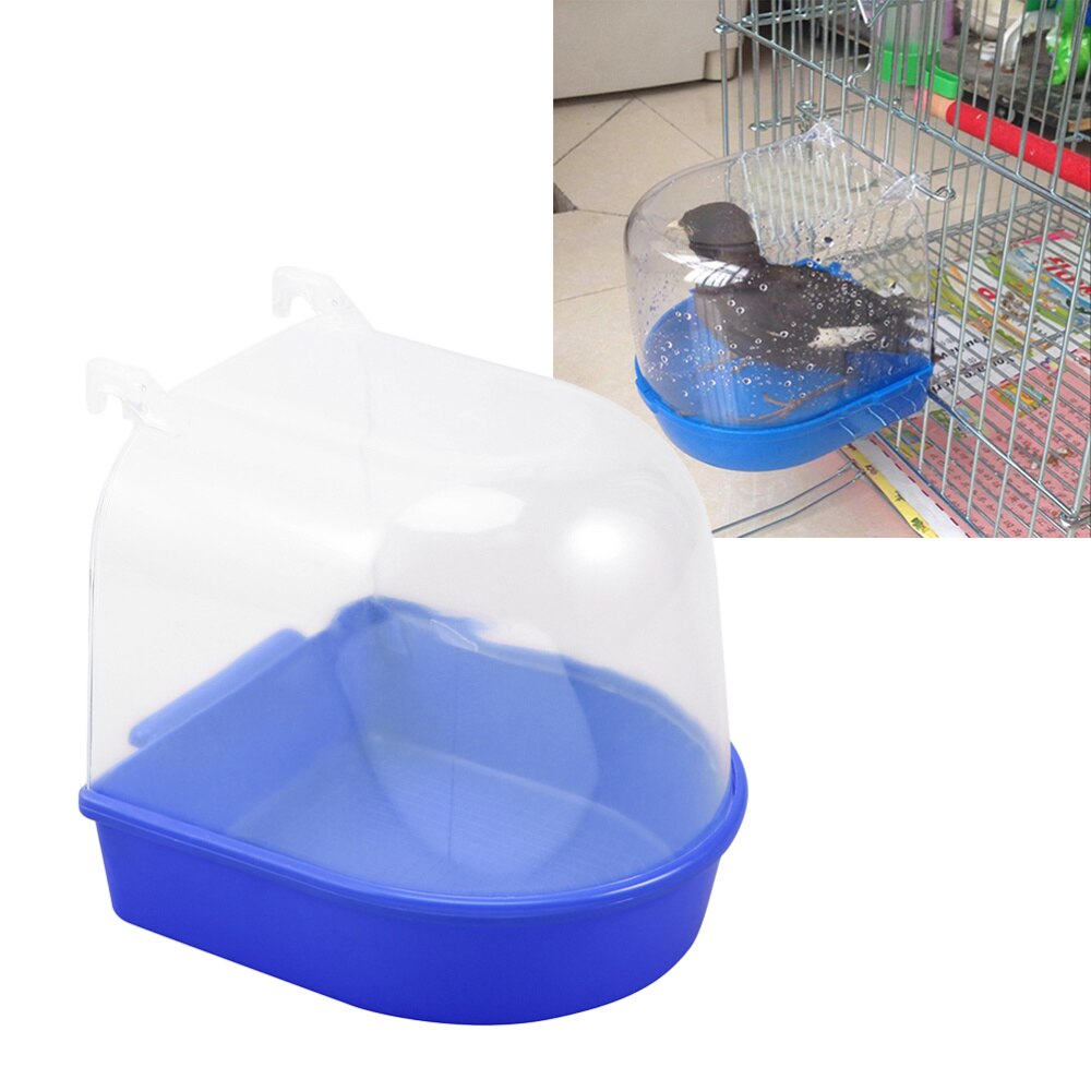 Caged Bird Bath Multi Cage Bird Bath Covered for Small Brids Canary Budgies Parrot (White): Blue