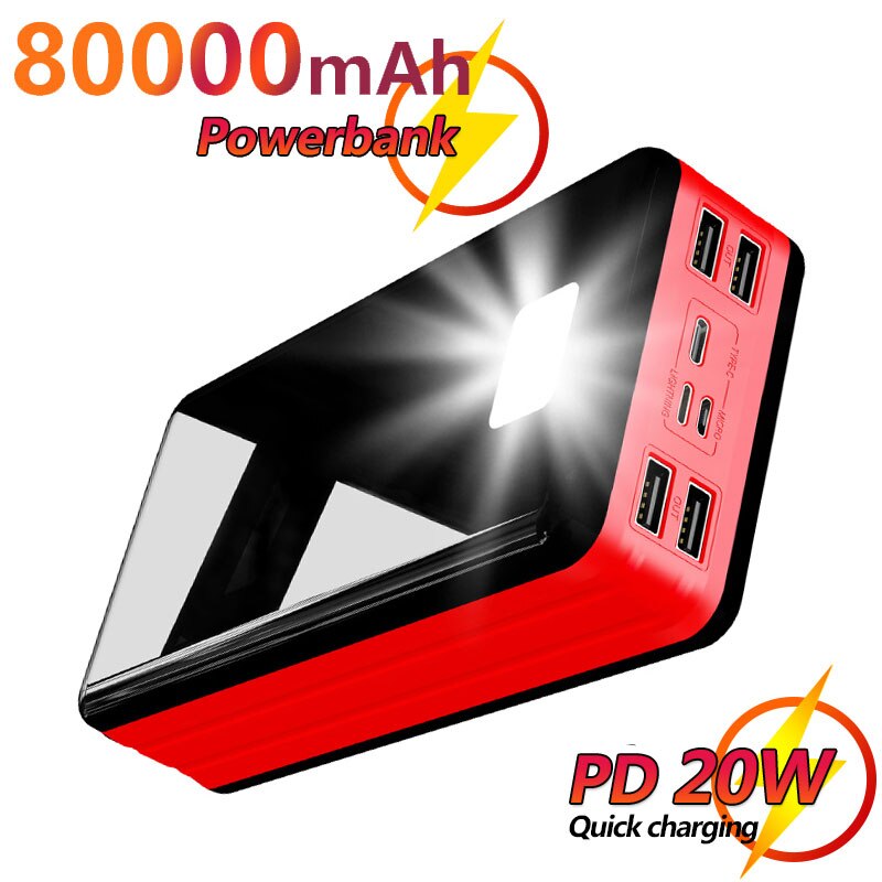 80000mah portátil com display digital led banco de energia móvel para xiaomi samsung iphone 4 usb carregador de bateria externa