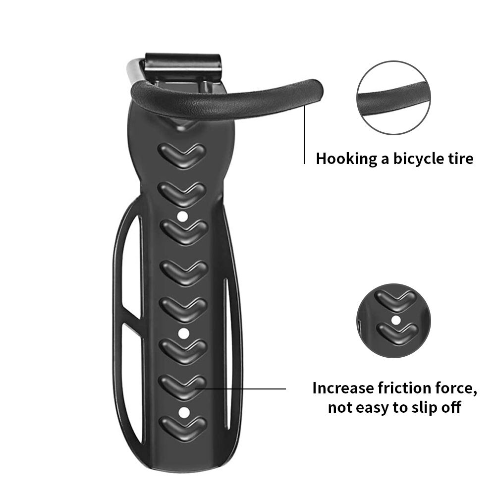 2PCS Bike Wall Mounts Vertical Bike Hangers Bicycle Wall Hook Mountable Cycle Storage Hook Bike Rack Stand for Garage Black
