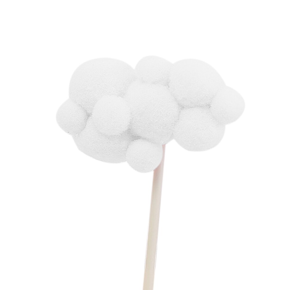 Vit rosa blå mjuk pompom moln tårta topper dusch födelsedag gör det själv tårta dekoration kort festival festtillbehör: Vit liten