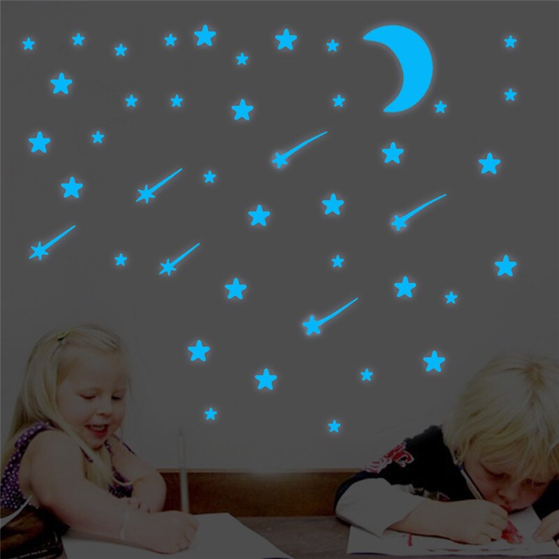 103 Stuks Lichtgevende Sterren Meteoor Maan Muursticker Voor Kinderkamer Woonkamer Slaapkamer Decoratie Decals Glow In The Dark 3D Stickers