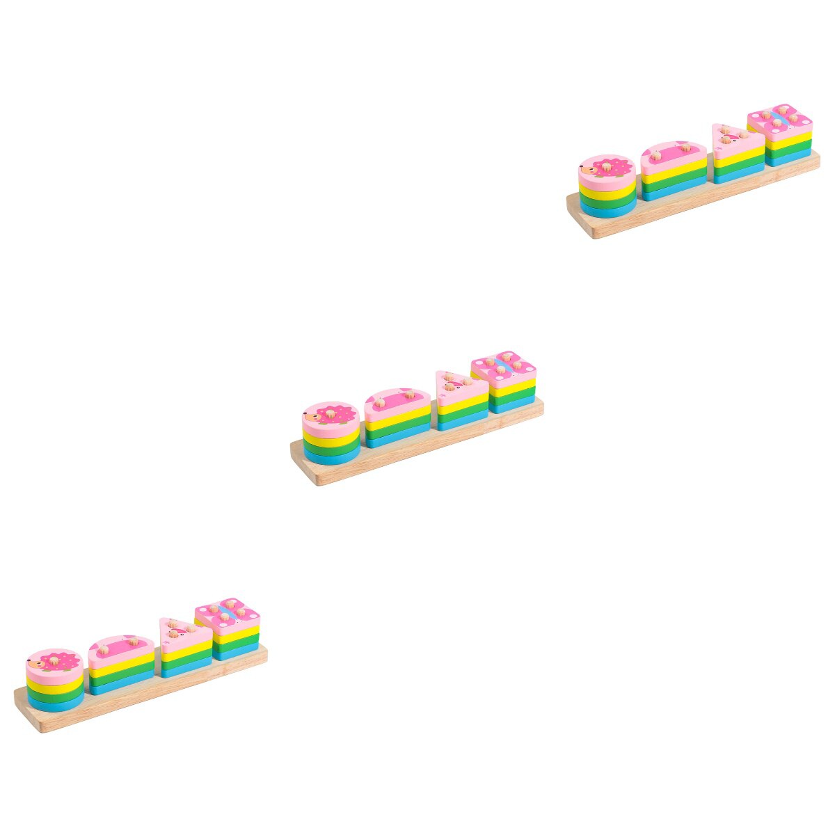 3 Sets Cartoon Animal Matching Blocks Plaything Wood Children Early Education