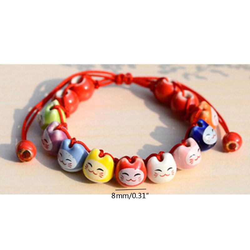 Keramik Glück Glück Katze Charme Perlen rot Schnur Armbinde Glück Merk Schmuck