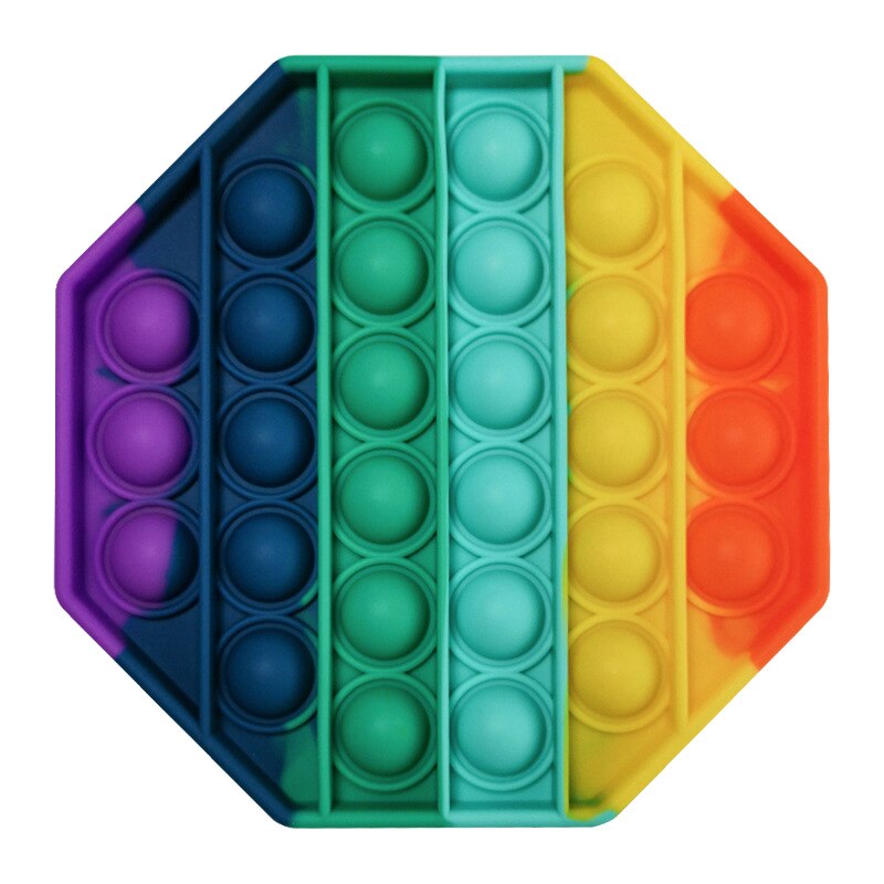 Pop Fidget Reliver Stress Toys Rainbow Push It Bubble Antistress Toys Adult Children Sensory Toy To Relieve Autism: Octagon rainbow