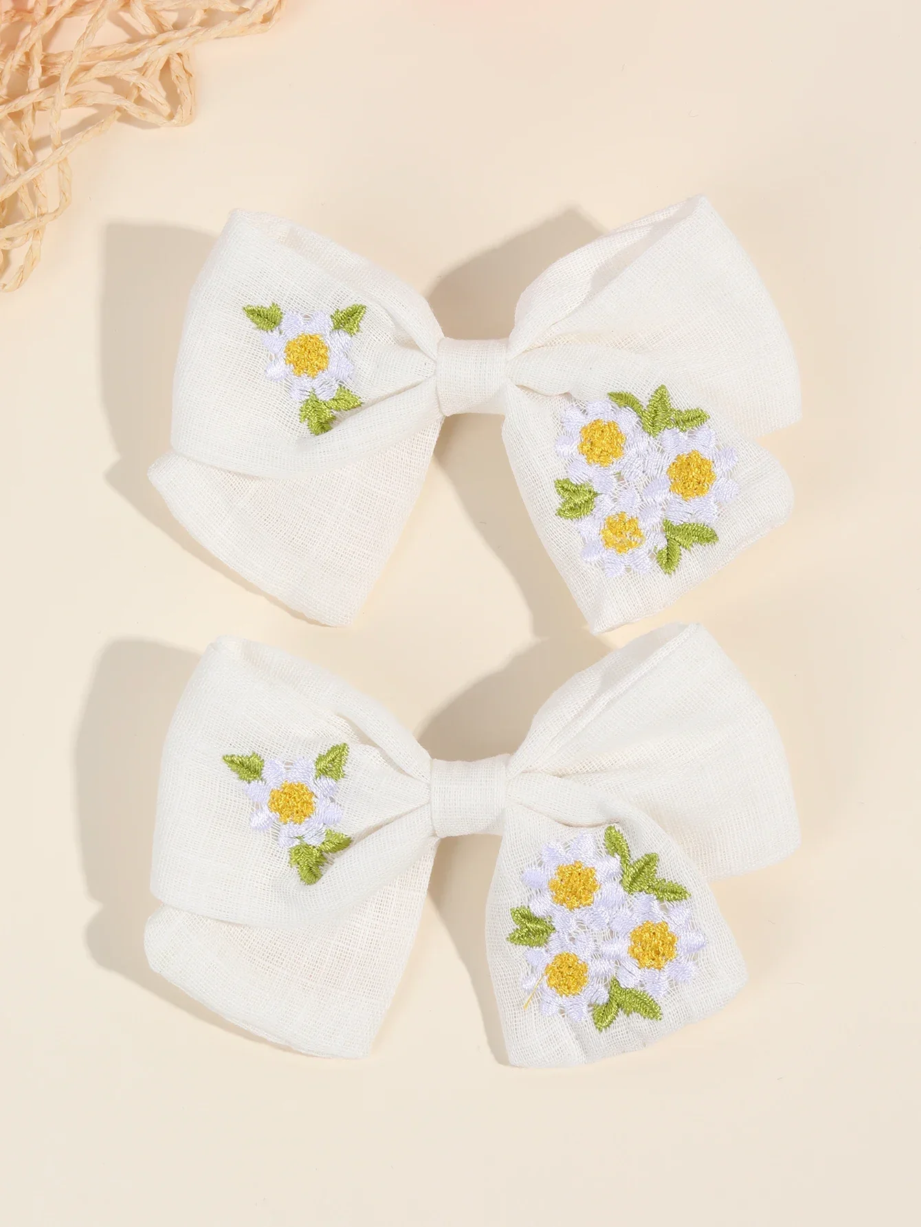 Oaoleer, 2 uds., pinzas para el cabello con lazos bordados para niñas, horquillas con lazo de alce y girasol, pasadores para niños, accesorios coreanos para el cabello: Rosa