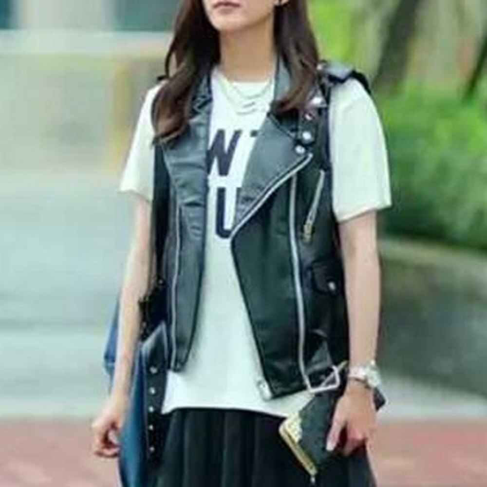 Chaqueta de cuero sintético Punk para mujer, chaleco sin mangas con cremallera, ropa de calle gótica para motocicleta, prendas de vestir de Hip Hop, talla grande 4XL