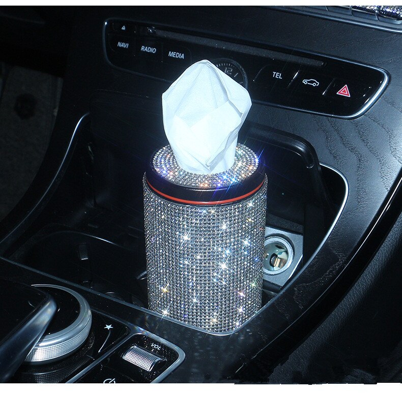 Diamanten Bezaaid Auto Tissue Buis Creatieve Auto Tissue Box Car Netto Rode Diamant Mannen En Vrouwen Auto Interieur