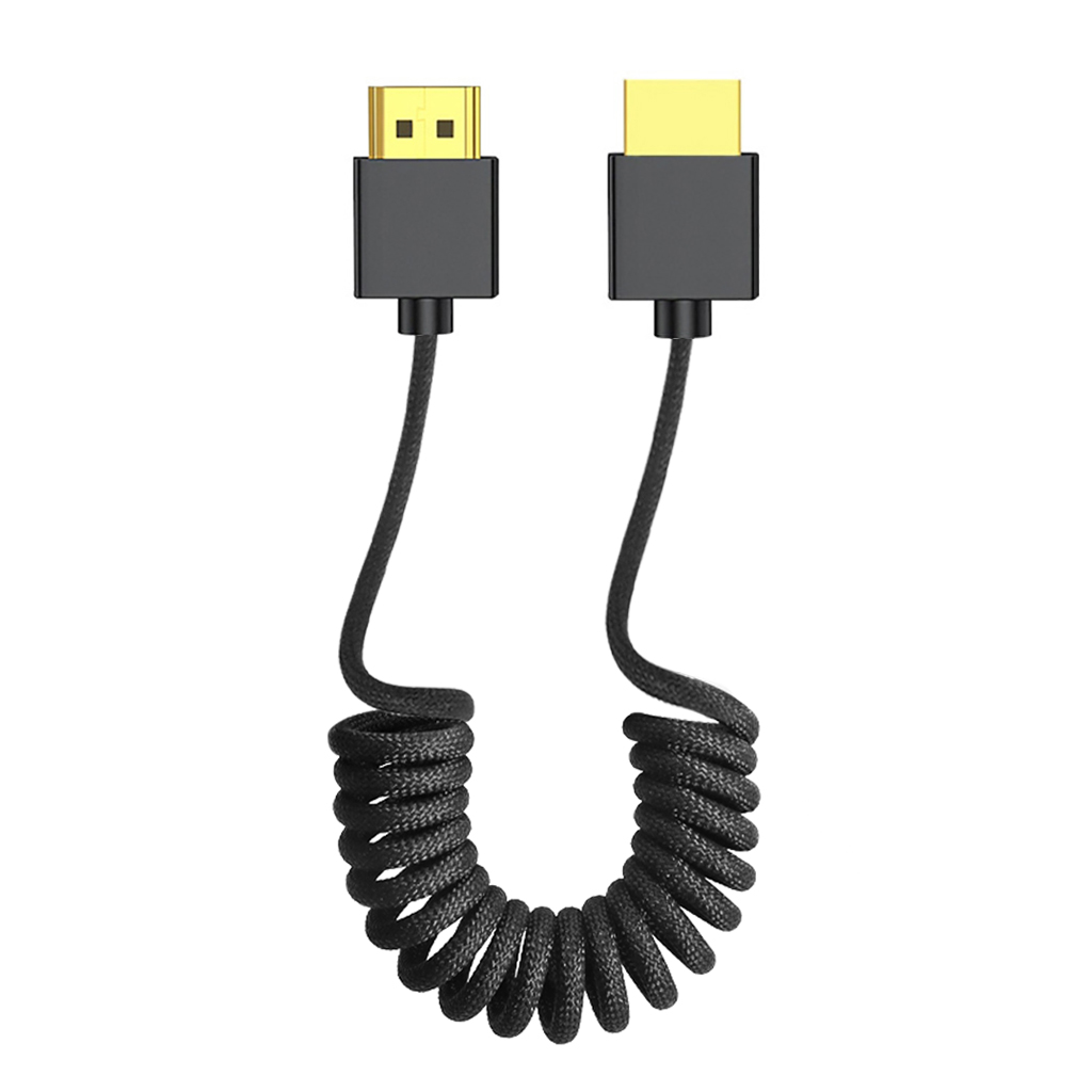 Cable de datos de resorte Compatible con Mini HDMI 8K HD/Micro HDMI para cámara DSLR, estabilizador, Monitor, accesorios de estudio fotográfico: Negro