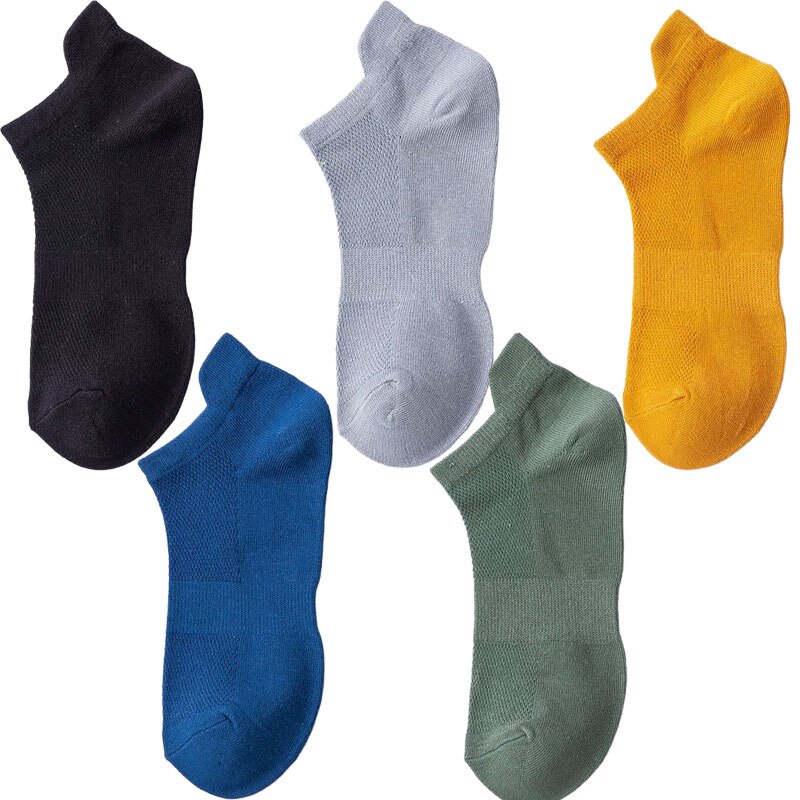 5 Pairs Zomer Mannen 100 Katoen Korte Mesh Sokken Man Harajukcomfortable Effen Kleur Casual Enkelsok Mannelijke Netto Sneaker Sok: s11