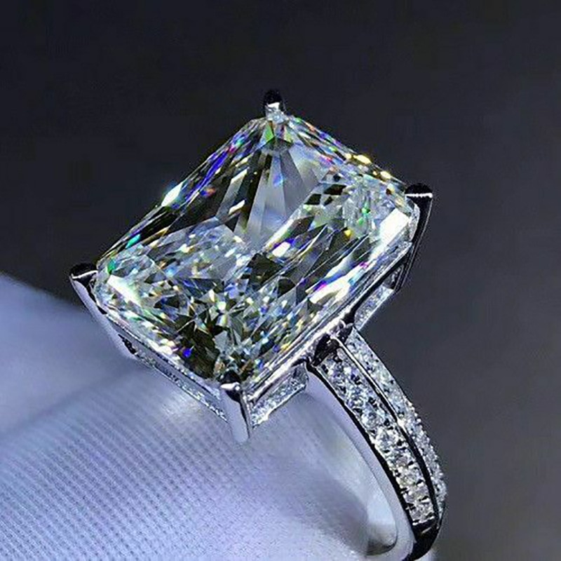 2022 Luxe Prinses Zilveren Kleur Engagement Ring Voor Vrouwen Lady Anniversary Sieraden Bulk Verkoop R5814