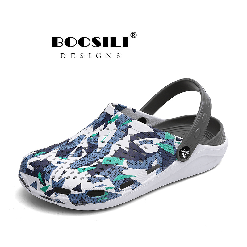 , sandalias para hombre, estilo de verano, sandalias de goma Eva con huecos, zuecos, zapatillas de transpirables para playa, calzado para jardín iluminado