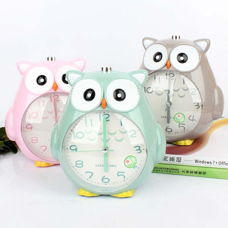 Horloge de bureau chouette muette de dessin animé | Joli réveil d'étudiant, réveil de Table, horloge avec rétro-éclairage, pour enfants