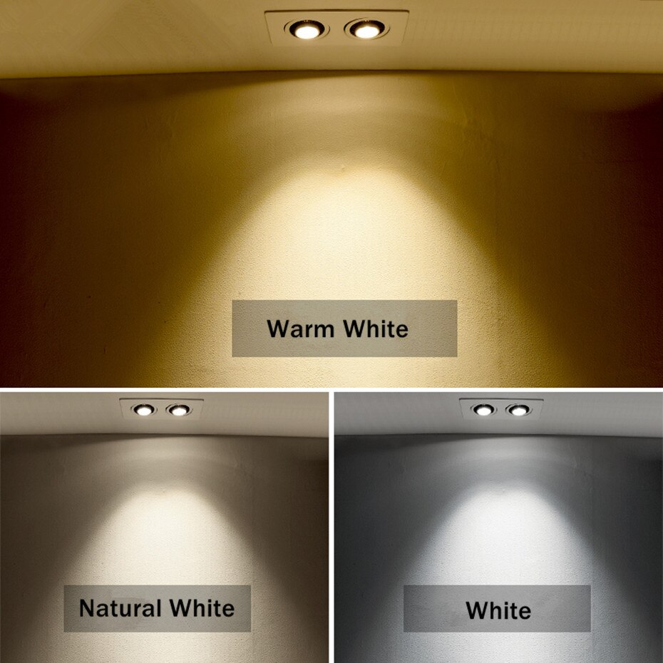 Double Head Spot Lights Dimmable LED Ceiling Downlight 10W 20W 24W Adjustable Recessed Ceiling lamp For Kitchen Bedroom Led Lamp