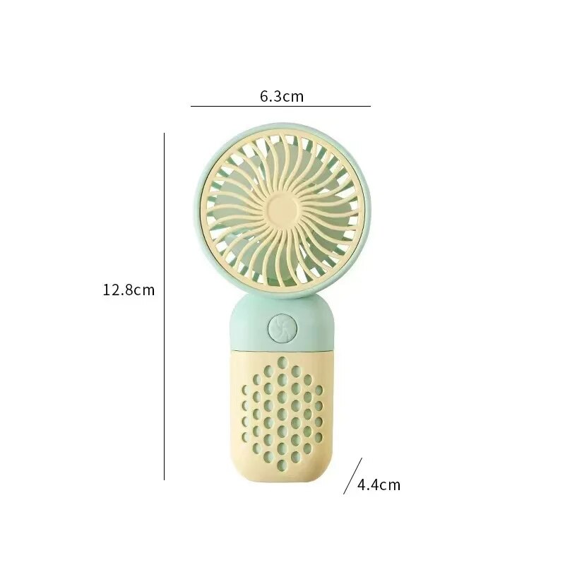 2025 draagbare oplaadventilator Cartoon schattige kleine student Opladen kleine ventilator Draagbare mini-USB-ventilator Mini-zak: Beige